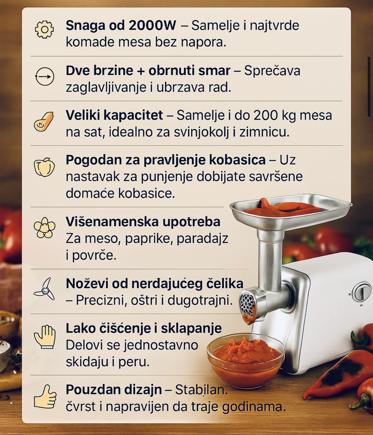 SOKANY mašina za mljevenje mesa sa snažnim motorom — slika 4