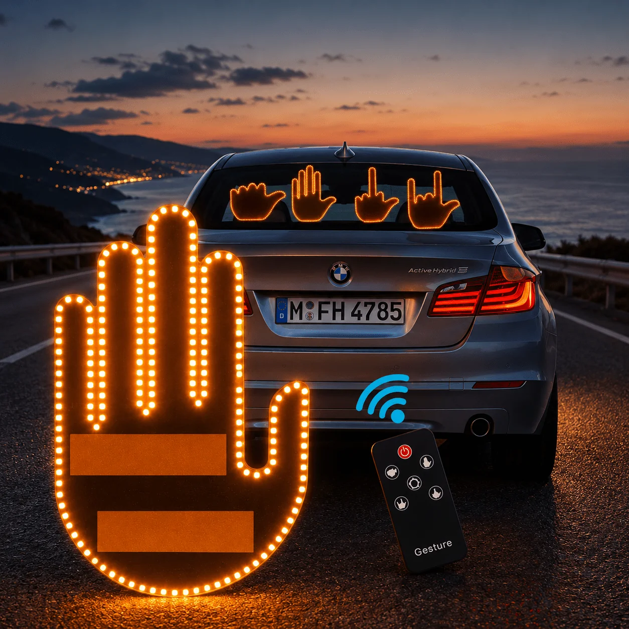 LED interaktivni znak za auto sa emotikonima i simbolima — slika 1