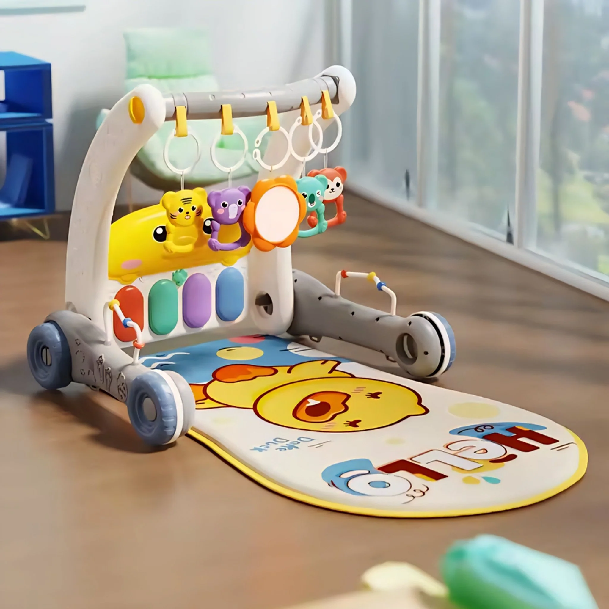 Prostirka i prohodalica 2u1 za bebe sa igračkama — slika 2