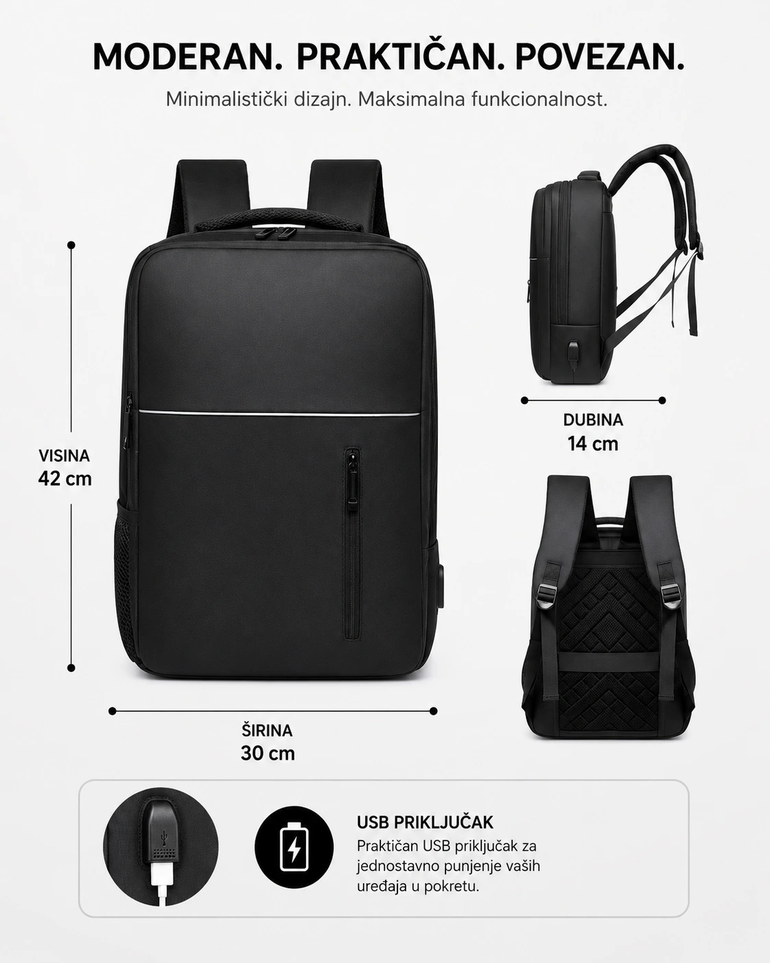 Ruksak Nexaro sa USB priključkom — slika 2
